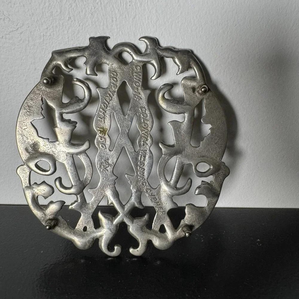 Vintage Wilton Columbia PA 1950 Metal Trivet Ornate Scroll Hot‎ Plate Mid Cent